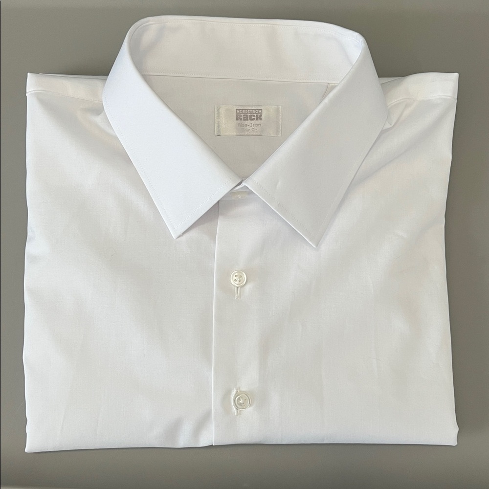 Nordstrom Rack Trim Fit Non Iron Dress Shirt White Size XL/17.5